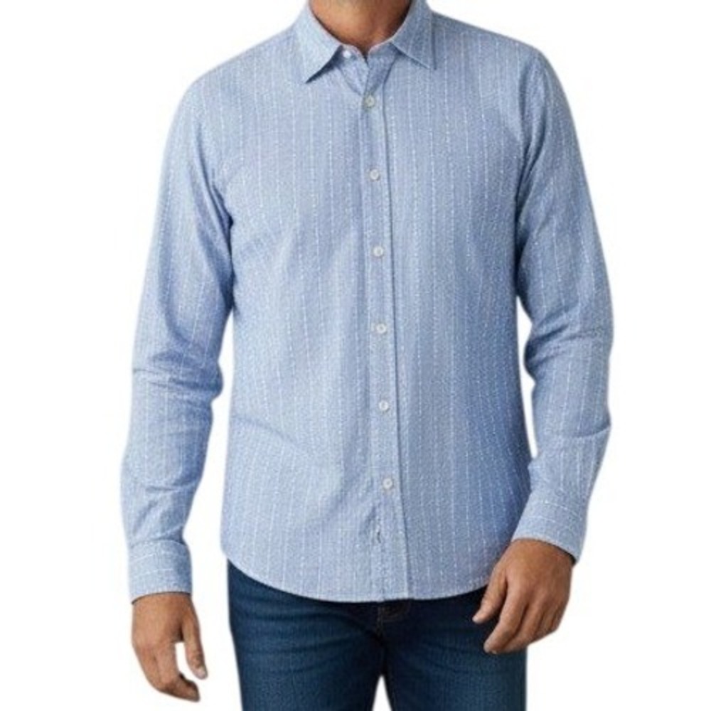 Tommy Bahama Button Down Shirt Mens Large Blue Striped Nautical Textured Preppy